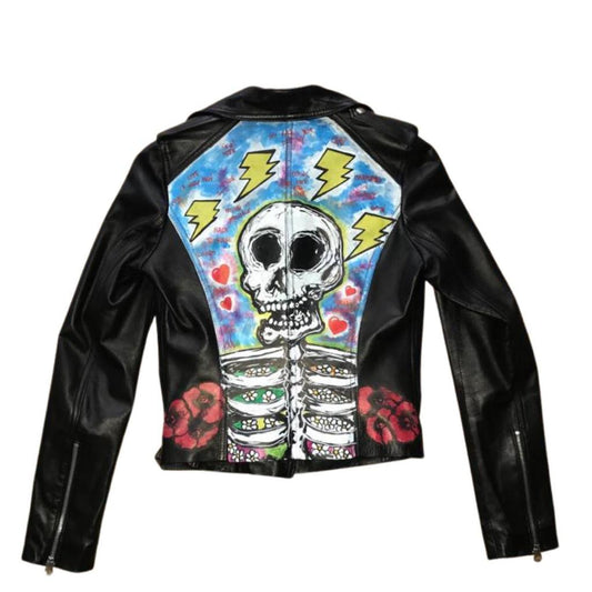 skull woman leather jacket